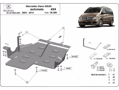 Stalowa Osłona skrzyni biegów Mercedes Viano W639 - 4x4 - automatyczna skrzynia biegów