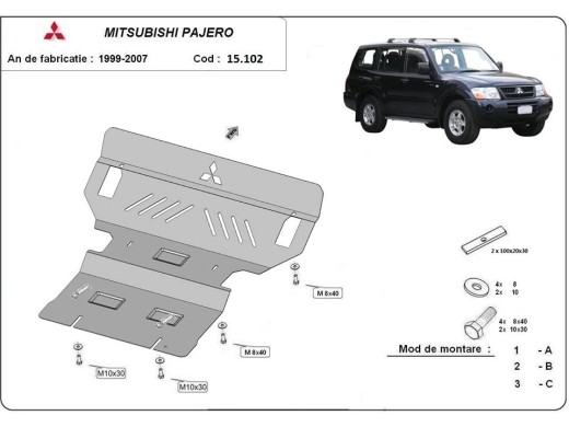 Stalowa Osłona pod silnik Mitsubishi Pajero 3 (V60, V70)