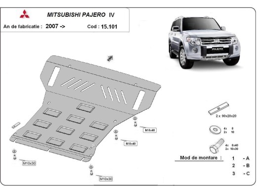 Stalowa Osłona pod silnik Mitsubishi Pajero 4 (V80, V90)
