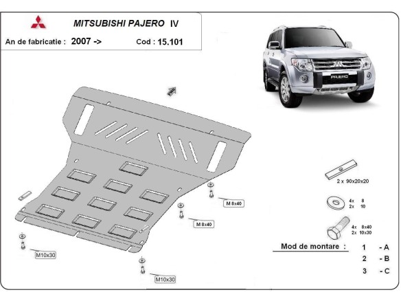 Stalowa Osłona pod silnik Mitsubishi Pajero 4 (V80, V90)
