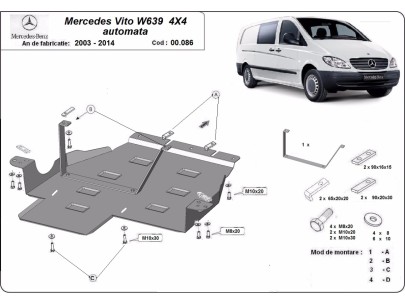 Stalowa Osłona skrzyni biegów Mercedes Vito W639 - 4x4 - automatyczna skrzynia biegów