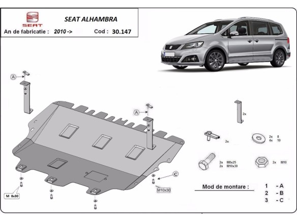 Stalowa Osłona pod silnik Seat Alhambra