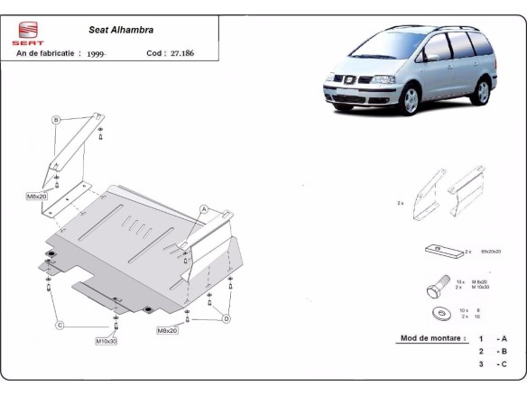 Stalowa Osłona pod silnik Seat Alhambra