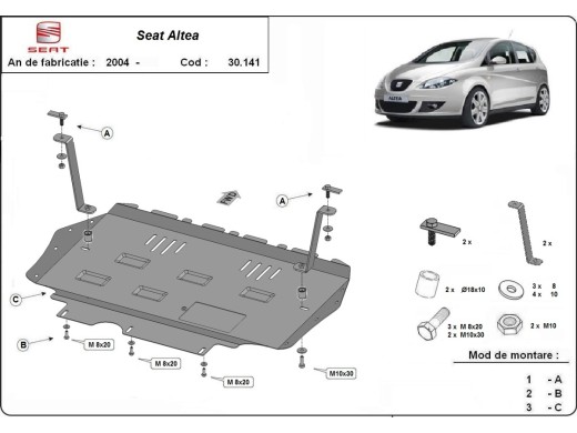 Stalowa Osłona pod silnik Seat Altea