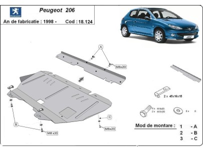 Stalowa Osłona pod silnik Peugeot 206