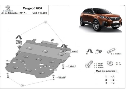 Stalowa Osłona pod silnik Peugeot 3008