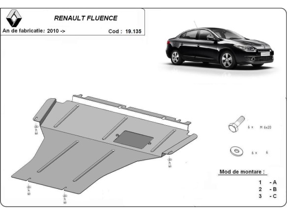 Stalowa Osłona pod silnik Renault Fluence