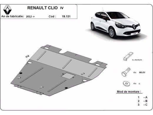 Stalowa Osłona pod silnik Renault Clio 4