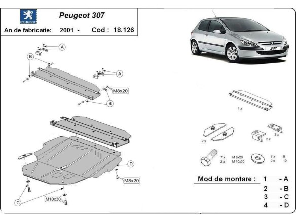 Stalowa Osłona pod silnik Peugeot 307