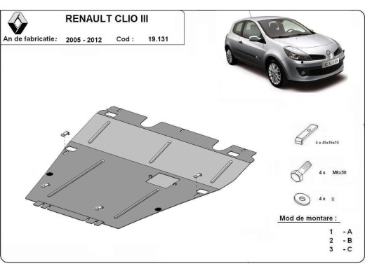 Stalowa Osłona pod silnik Renault Clio 3