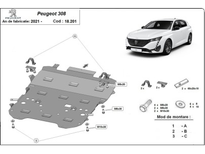 Stalowa Osłona pod silnik Peugeot 308