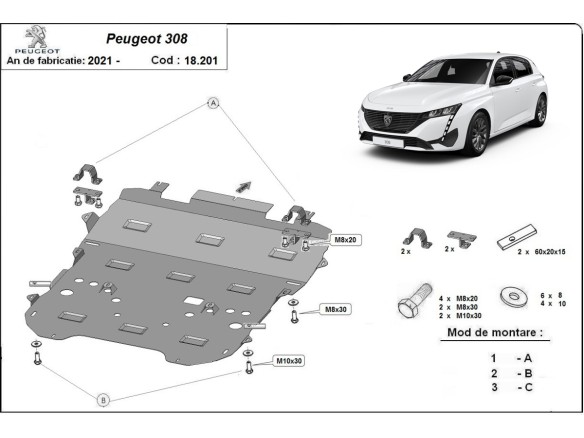 Stalowa Osłona pod silnik Peugeot 308