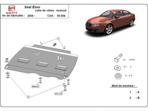 Stalowa Osłona manualnej skrzyni biegów Seat Exeo
