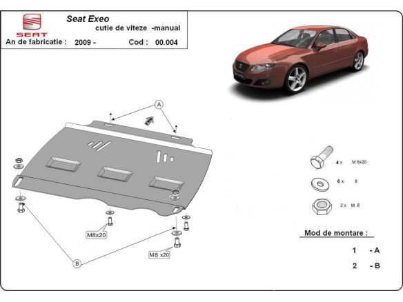 Stalowa Osłona manualnej skrzyni biegów Seat Exeo