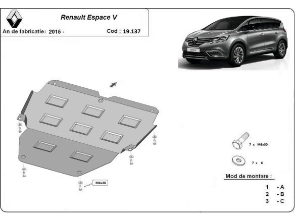 Stalowa Osłona pod silnik Renault Espace 5