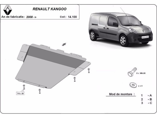 Stalowa Osłona pod silnik Renault Kangoo
