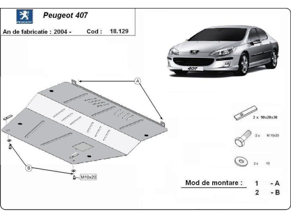 Stalowa Osłona pod silnik Peugeot 407