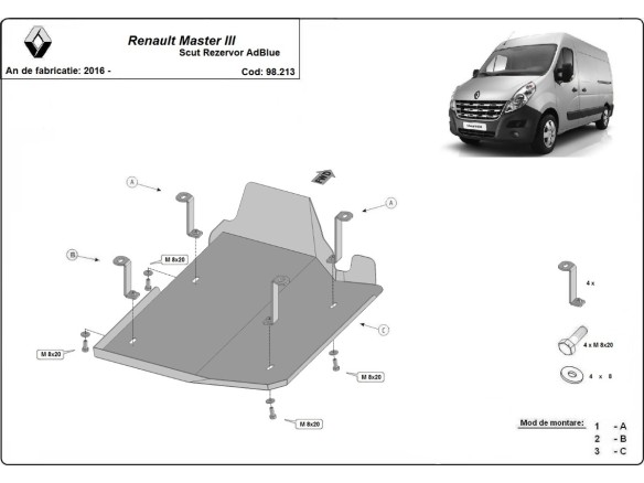 Stalowa Stalowa Osłona AdBlue  Renault Master 3 - Model 1