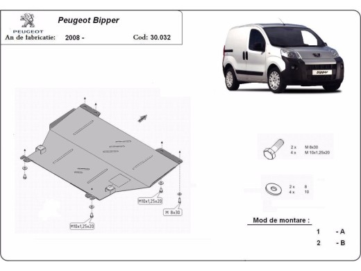 Stalowa Osłona pod silnik Peugeot Bipper