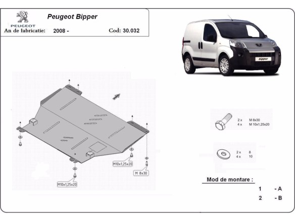 Stalowa Osłona pod silnik Peugeot Bipper