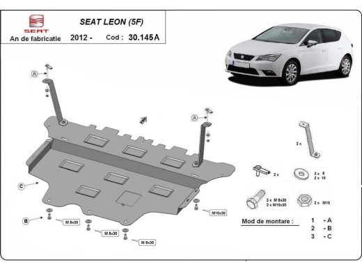 Stalowa Osłona pod silnik Seat Leon Mk3 - Automatyczna skrzynia biegów