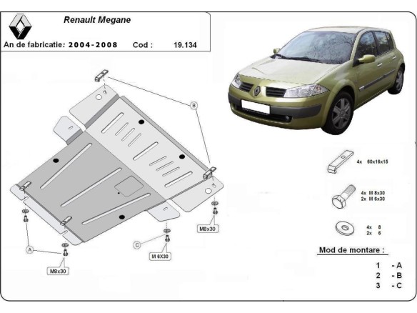 Stalowa Osłona pod silnik Renault Megane 2