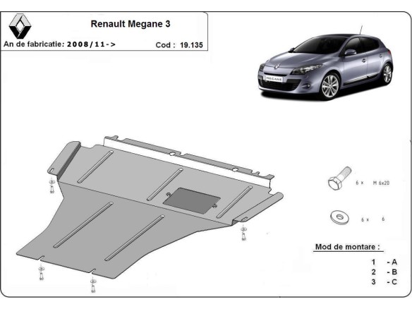 Stalowa Osłona pod silnik Renault Megane 3
