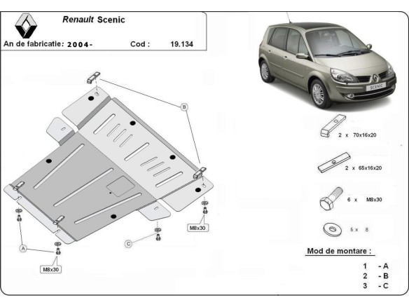 Stalowa Osłona pod silnik Renault Scenic
