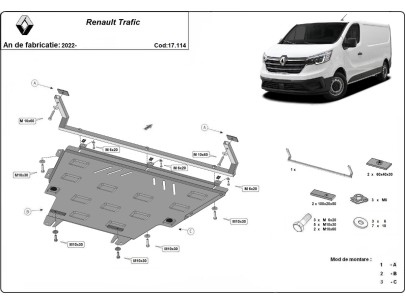 Stalowa Osłona pod silnik Renault Trafic 3 facelift