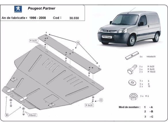 Stalowa Osłona pod silnik Peugeot Partner
