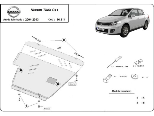 Stalowa Osłona pod silnik Nissan Tiida