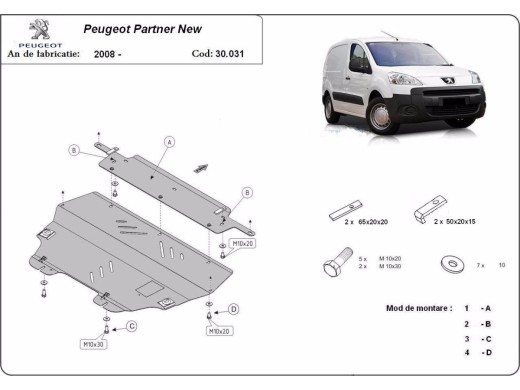 Stalowa Osłona pod silnik Peugeot Partner