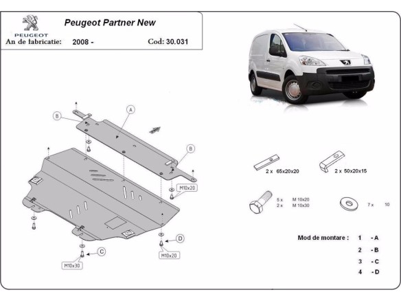 Stalowa Osłona pod silnik Peugeot Partner