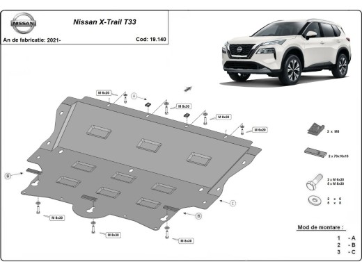 Stalowa Osłona pod silnik Nissan X-Trail T33