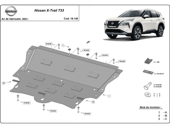 Stalowa Osłona pod silnik Nissan X-Trail T33
