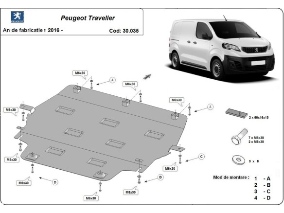 Stalowa Osłona pod silnik Peugeot Traveller
