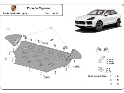 Stalowa Osłona pod silnik Porsche Cayenne