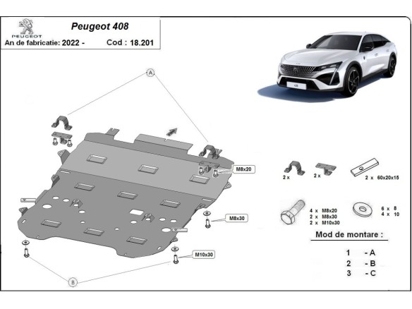 Stalowa Osłona pod silnik Peugeot 408