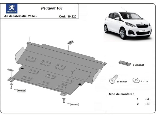 Stalowa Osłona pod silnik Peugeot 108