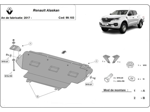 Stalowa Osłona chłodnicy Renault Alaskan