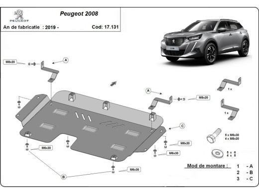 Stalowa Osłona pod silnik Peugeot 2008