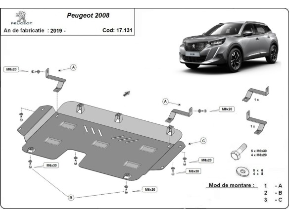 Stalowa Osłona pod silnik Peugeot 2008