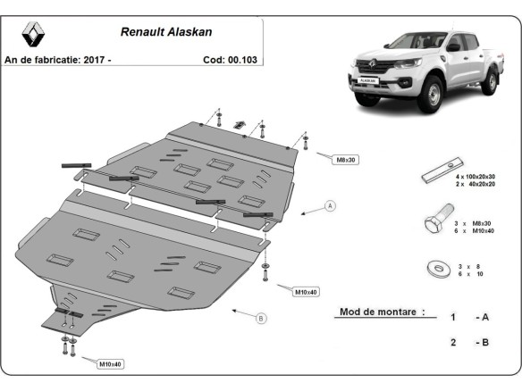 Stalowa Osłona skrzyni biegów Renault Alaskan