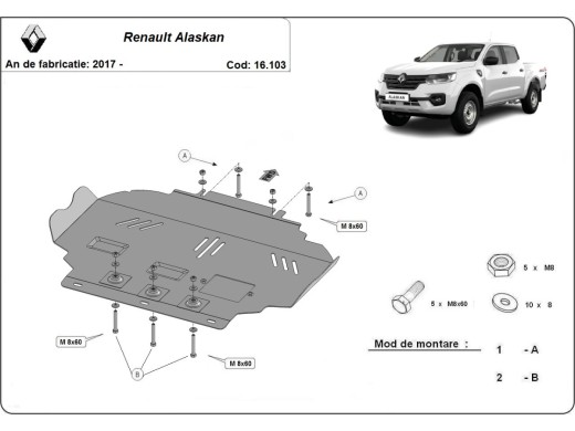 Stalowa Osłona pod silnik Renault Alaskan