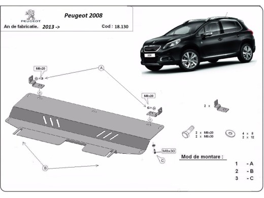 Stalowa Osłona pod silnik Peugeot 2008