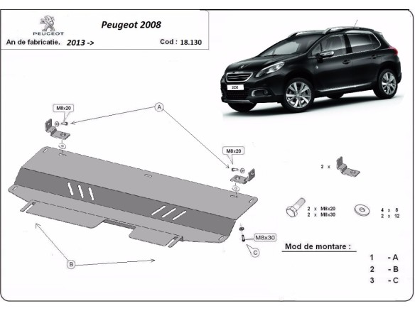 Stalowa Osłona pod silnik Peugeot 2008