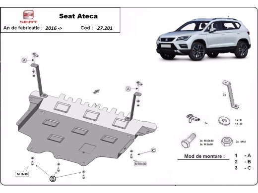 Stalowa Osłona pod silnik Seat Ateca