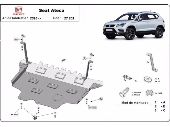Stalowa Osłona pod silnik Seat Ateca
