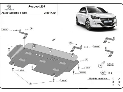 Stalowa Osłona pod silnik Peugeot 208