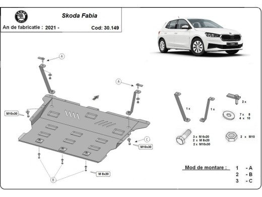 Stalowa Osłona pod silnik Skoda Fabia